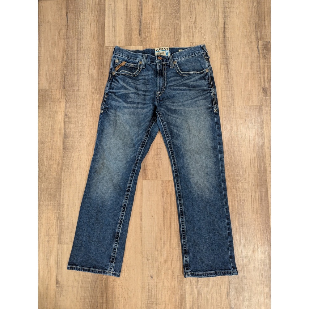 Ariat M2 Jeans Mens 33x30 Relaxed Boot Cut Blue Denim Western Cowboy